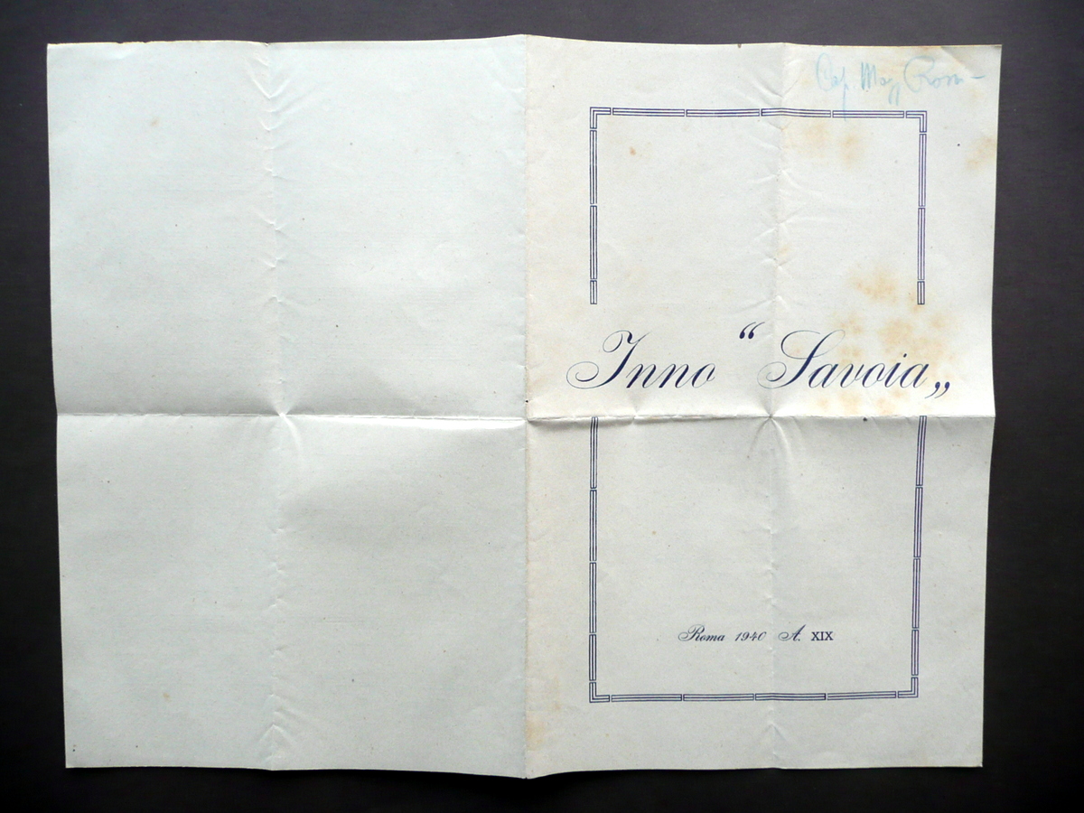 Spartito Inno Savoia Mandolino Roma 1940 Musica Guerra WW2