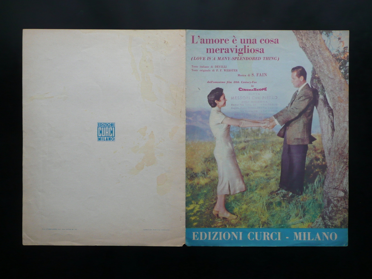 Spartito L'Amore Ë una Cosa Meravigliosa Fain Webster Film Curci …