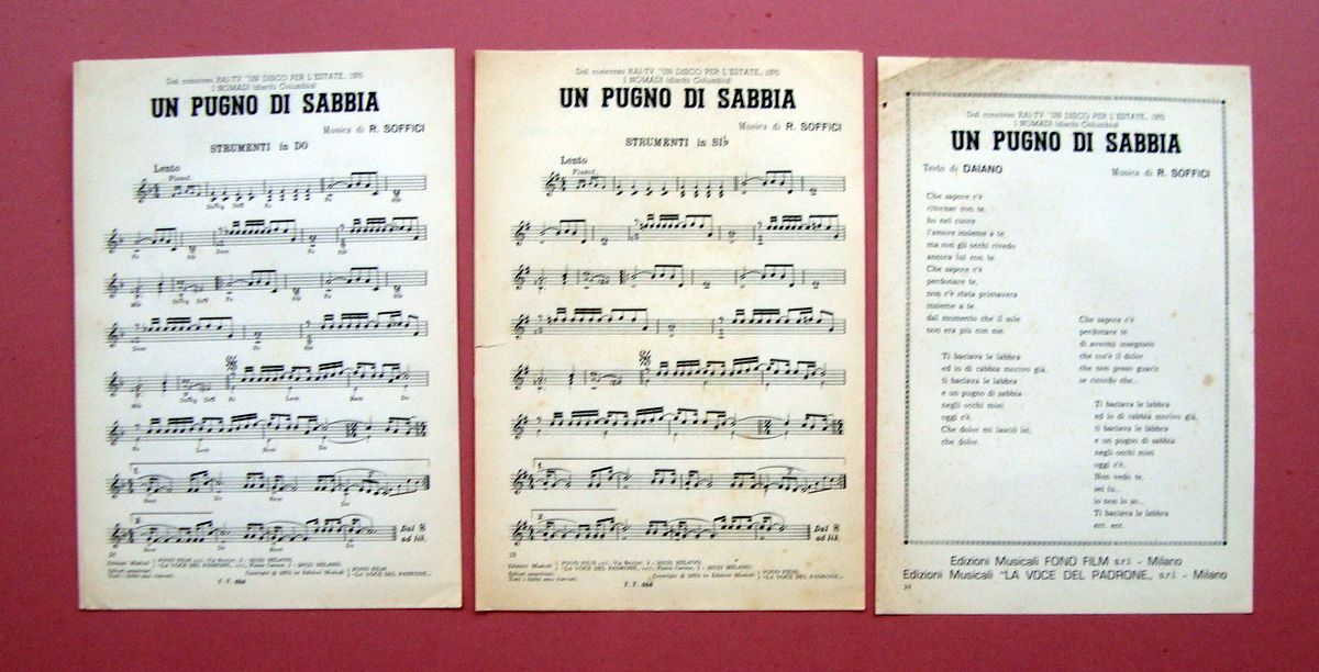 Spartito Nomadi Un Pugno di Sabbia Chiedi di pi˘ Musica …