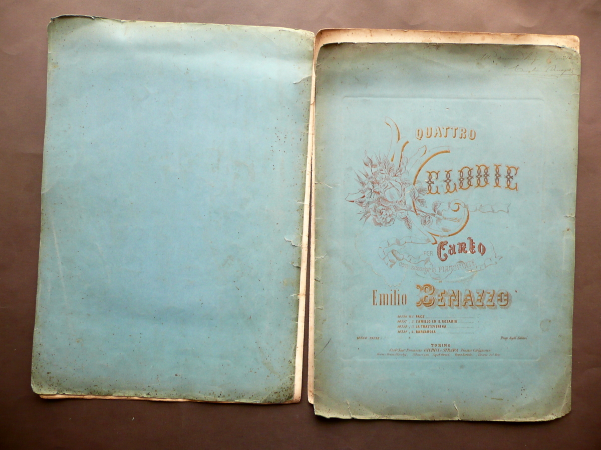 Spartito Quattro Melodie per Canto Pianoforte Emilio Benazzo Fine '800 …