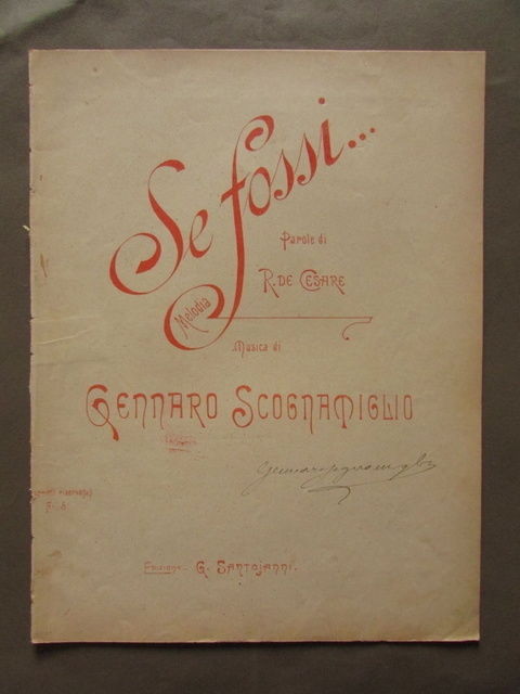 Spartito Se Fossi Scognamiglio Parole Cesare Melodia autografo Santojanni Napoli