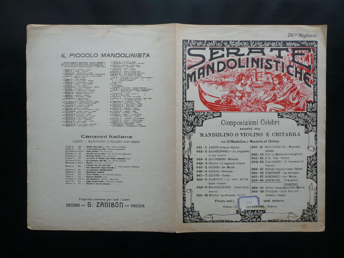 Spartito Sogno Canto della Sera Schumann Serate Mandolinistiche Zanibon Anni …