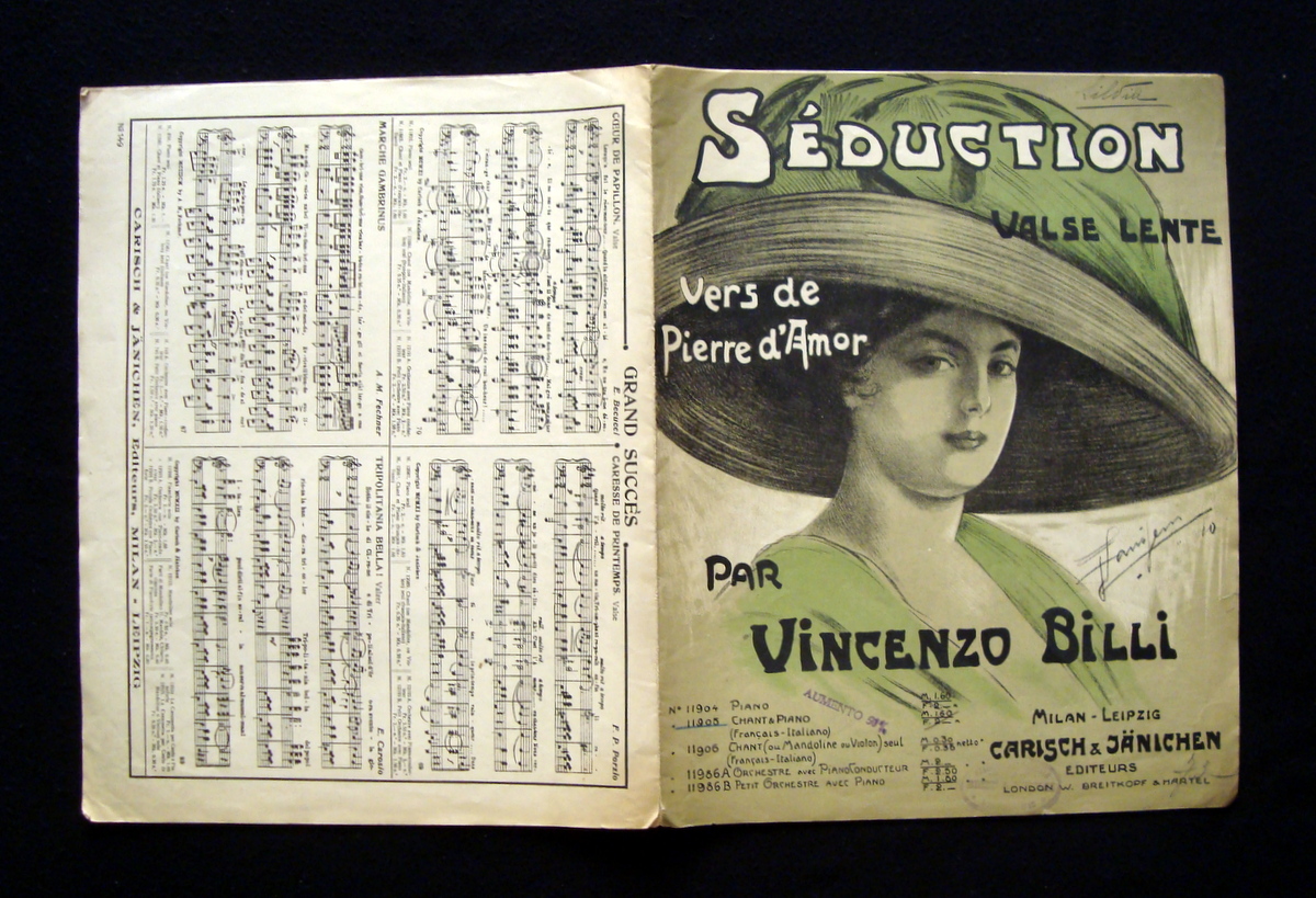 Spartito VIncenzo Billi 1910 Seduction Pier D'Amour Carisch & Janichen …