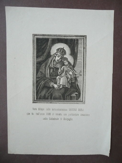 Stampa Religione Vergine Maria Vera Cattedrale Sinigaglia '800 Marche