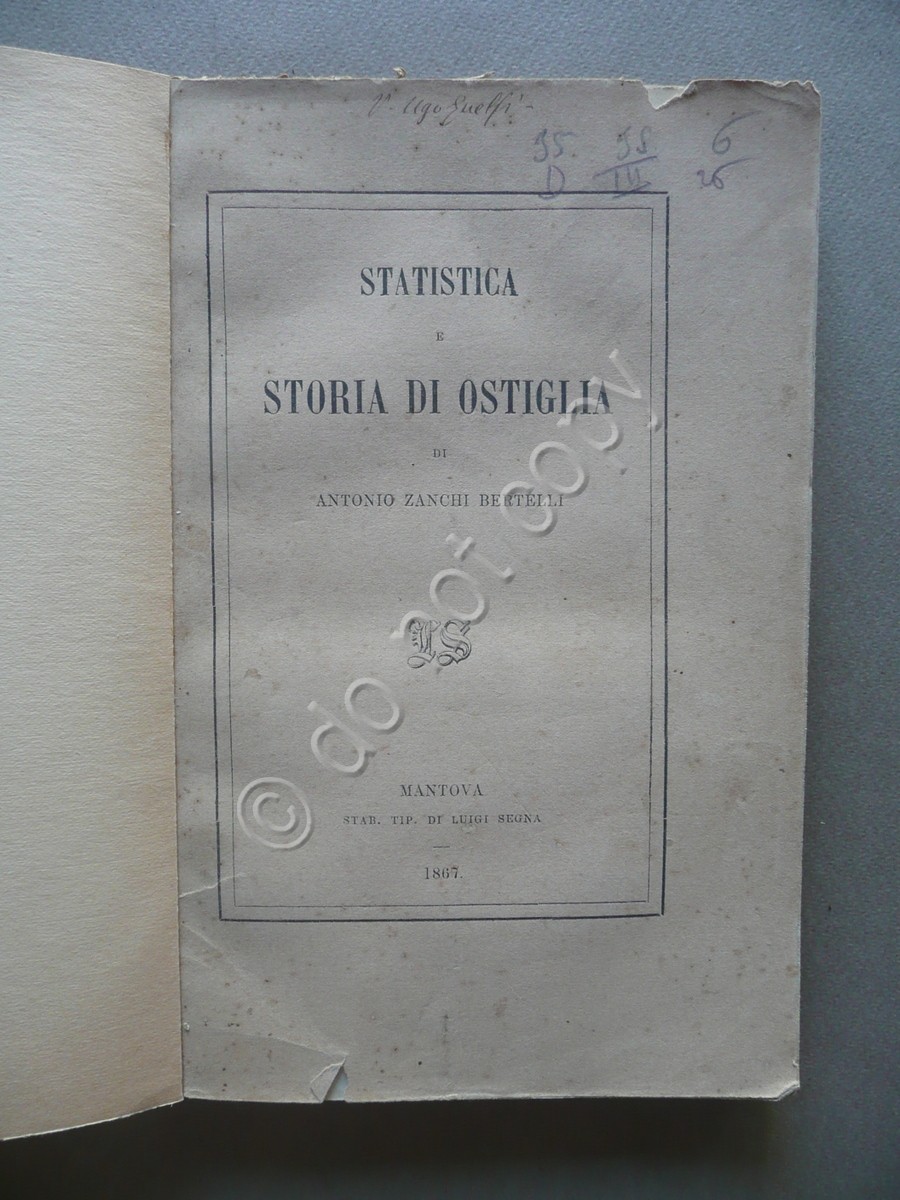 Statistica e Storia di Ostiglia Antonio Zanchi Bertelli Luigi Segna …