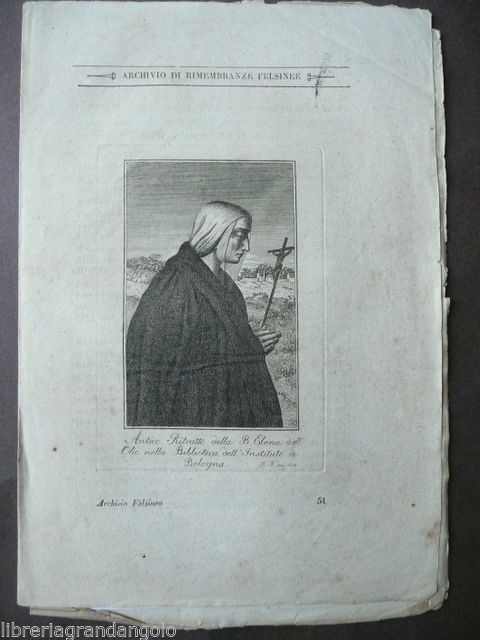 Storia Locale Incisione Beata Elena Duglioli Dall'Olio Bologna Celebrazioni 1858