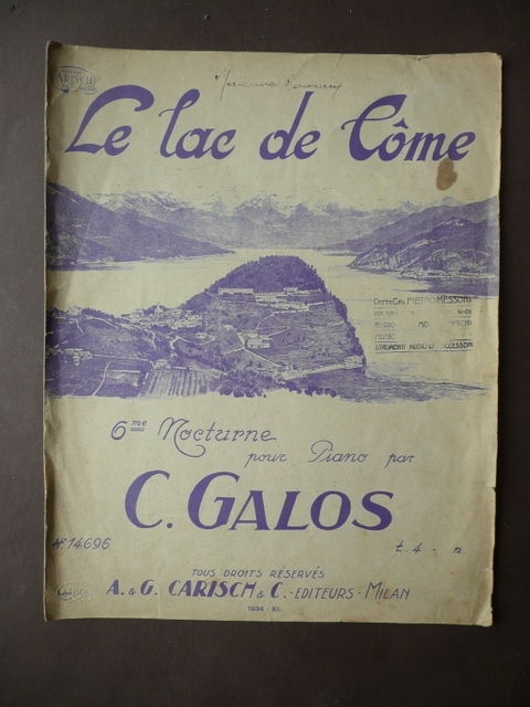 Storia Locale Spartito Notturno Lago di Como Galos Illustrato 1934