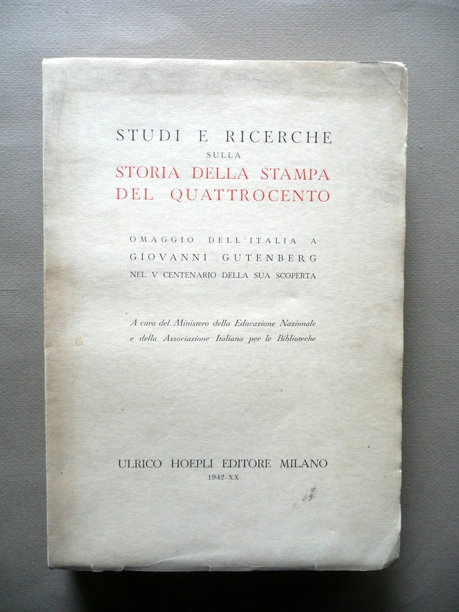 Studi e Ricerche sulla Storia della Stampa del Quattrocento Hoepli …