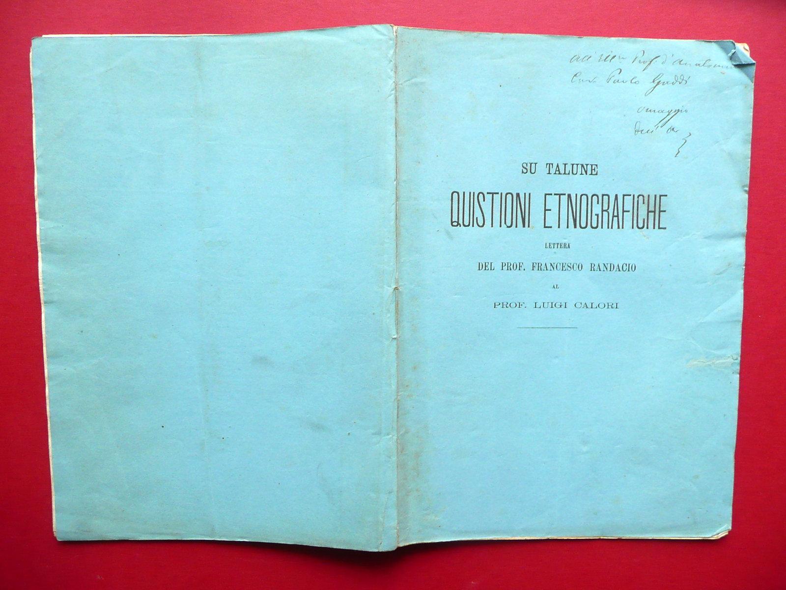 Su Talune Quistioni Etnografiche Francesco Randacio Clamis Palermo 1870