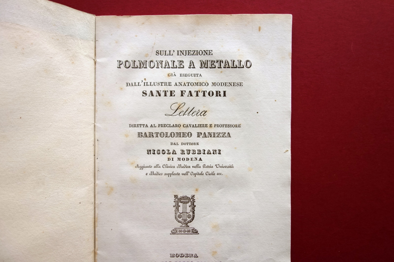 Sull'Iniezione Polmonale a Metallo eseguita da Sante Fattori Soliani Modena …