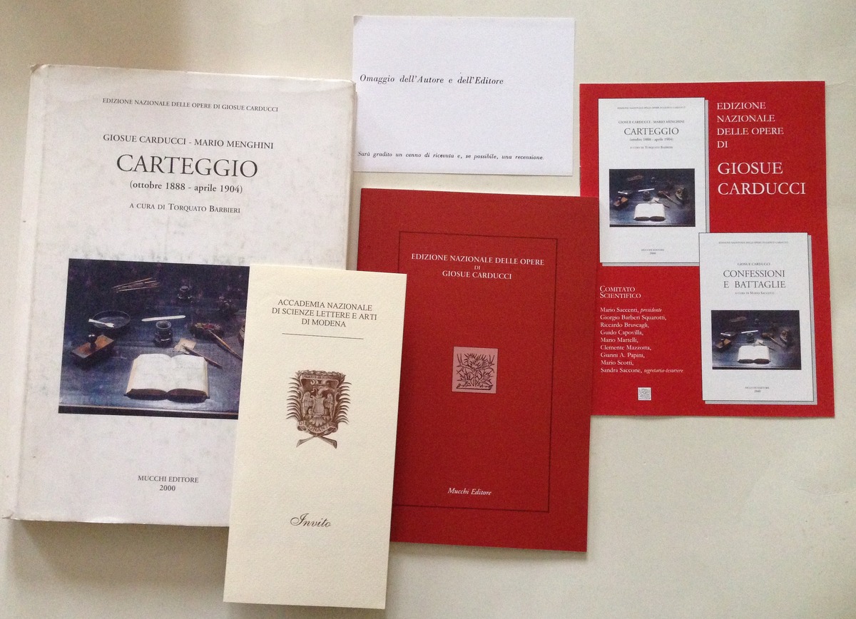 T. Barbieri Carducci Menghini Carteggio Ottobre 1888 Aprile 1904 Mucchi …