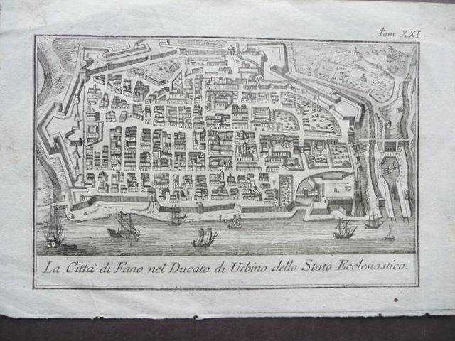 Tavola Geografica Citt‡ Fano Ducato Urbino Stato Ecclesiastico Salmon 1744
