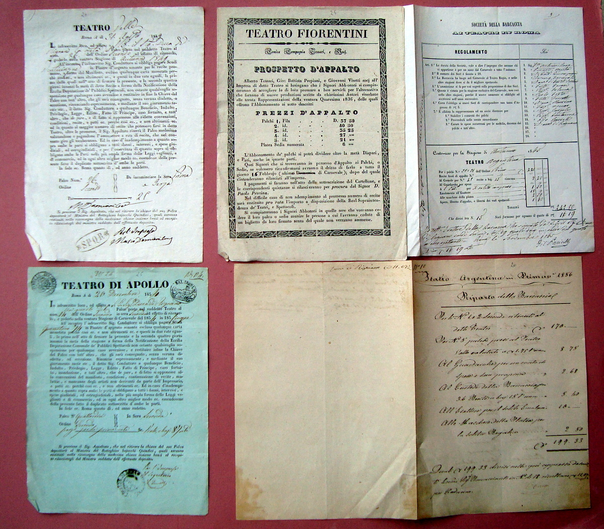 Teatri Storia Affitti Palchi Barcaccia Appalti Valle Apollo Argentina Fiorentin