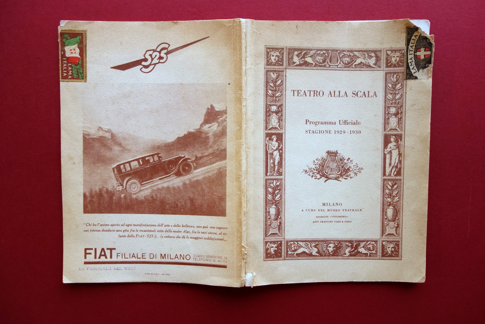 Teatro alla Scala Milano Programma 1929-30 Puccini Fanciulla del West …