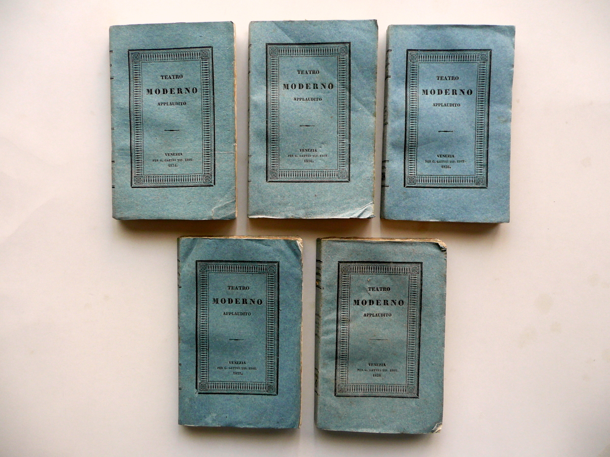 Teatro Moderno Applaudito Gattei Venezia 1834-38 5 Tomi Completi Commedie …