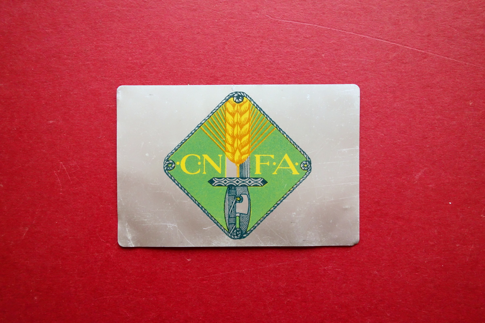 Tessera Alluminio Confederazione Nazionale Fascista Agricoltori 1927 Compilata