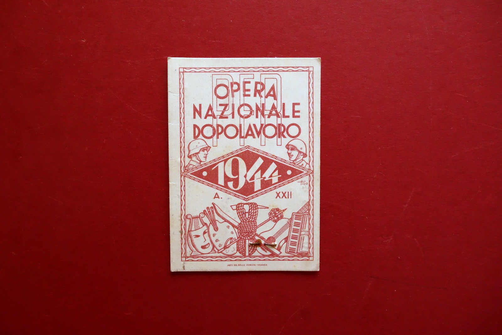 Tessera OND Periodo RSI 1944 Compilata con Fotografia Grafica