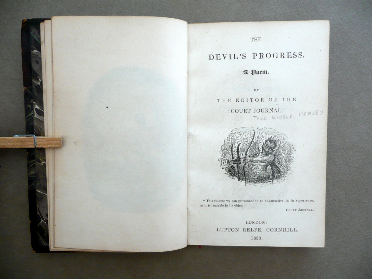The Devil's Progress Poem By Editor of Court Journal Lupton …