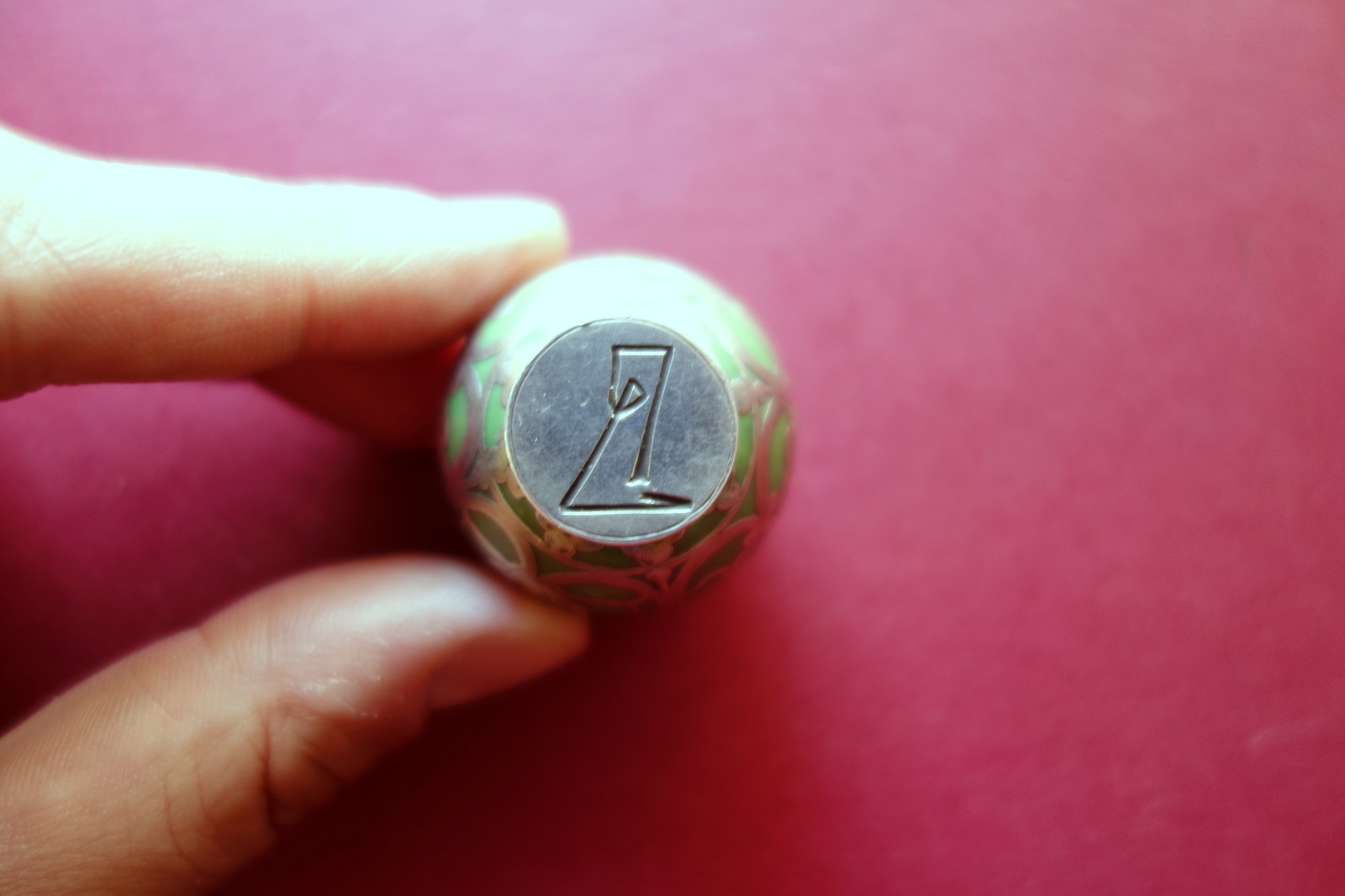 Timbro in Pietra Dura Decorazioni in Argento Anni '50