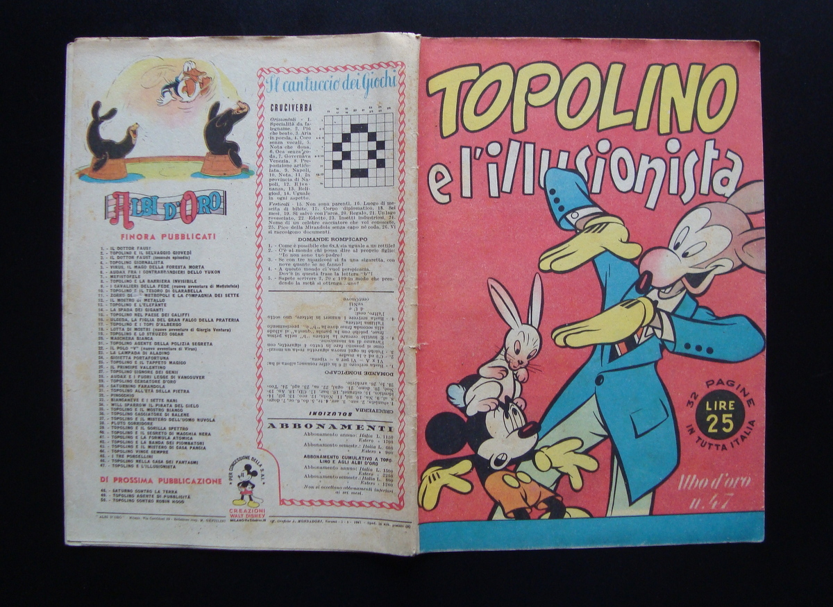 Topolino e l'Illusionista Albo d'Oro n 47 Walt Disney 1947 …