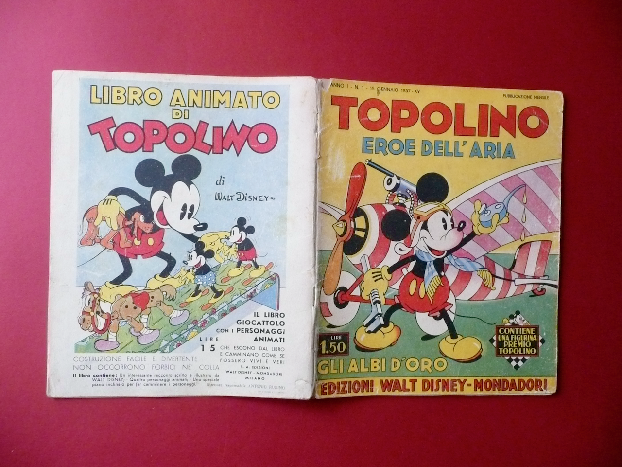 Topolino Eroe dell'Aria Walt Disney Mondadori Albo d'Oro Anno I …