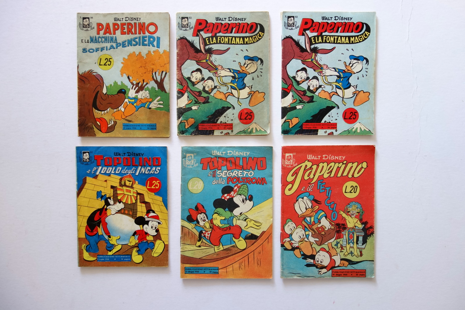 Topolino Walt Disney 6 Albi della Rosa 1955-56 Originali Completi
