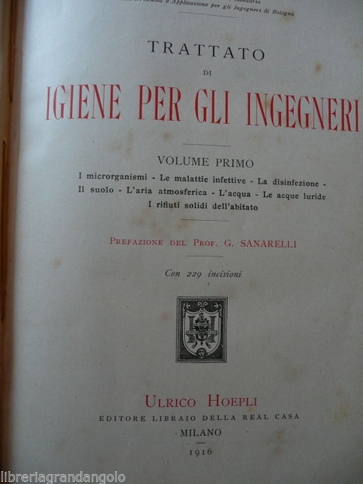 Trattato Igiene Ingegneri Ruata Microrganismi Disinfezione Suolo Acque luride