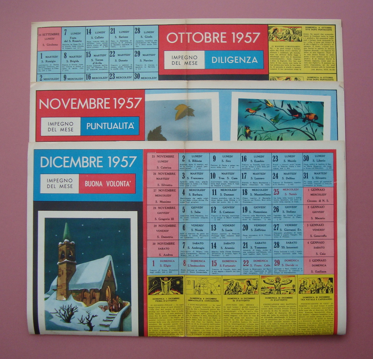 Tre Manifesti Didattici 1957 Ottobre Novembre Dicembre