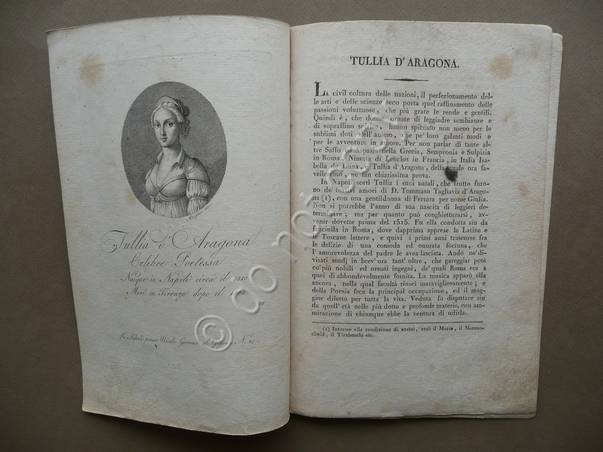 Tullia d'Aragona Poetessa Ritratto Biografia Gervasi Napoli Mazzarella Cerreto