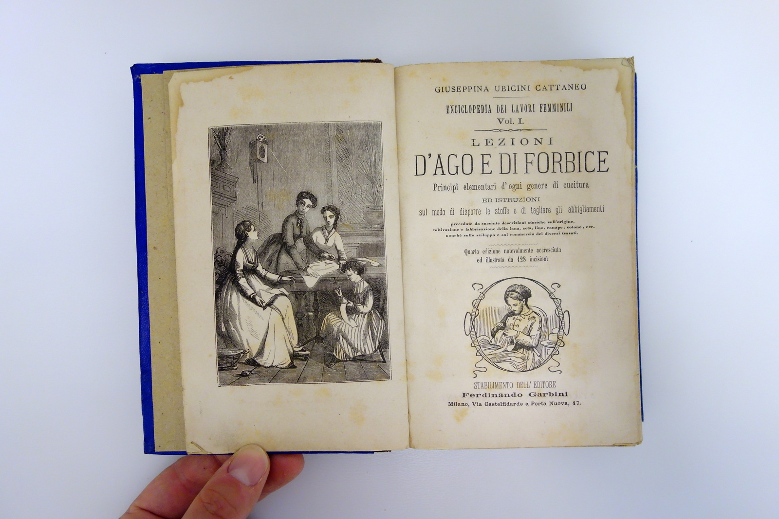 Ubicini Cattaneo Enciclopedia dei Lavori Femminili 3 Volumi Completo 1870ca