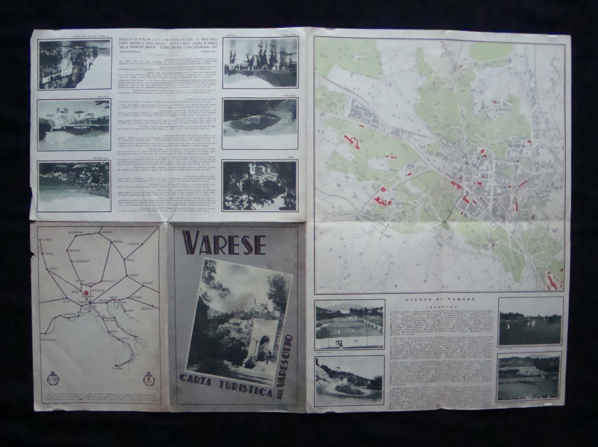 Varese Carta Turistica del Varesotto 1939 Enit Varese Luino Lago …