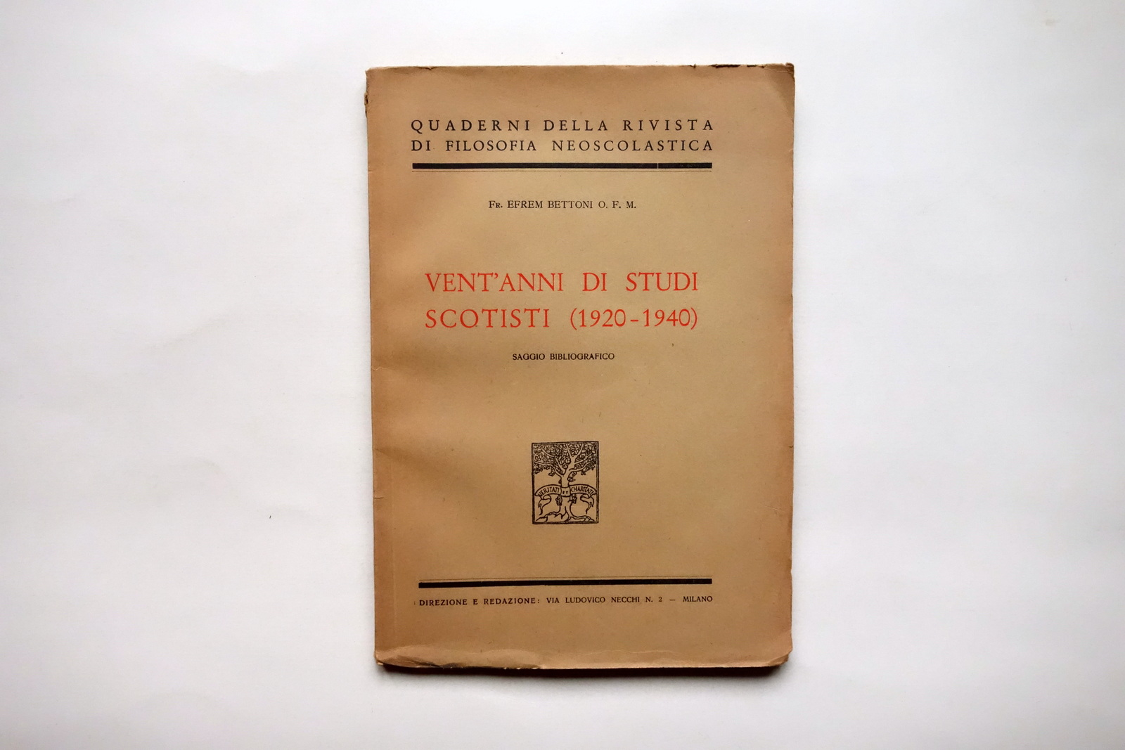 Vent'Anni di Studi Scotisti 1920-40 Saggio Bibliografico Efrem Bettoni 1943