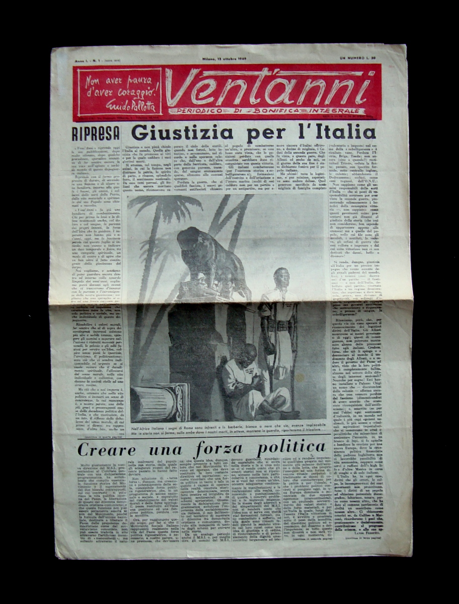 Vent'anni periodico Bonifica Integrale Anno I N 1 Milano 15 …