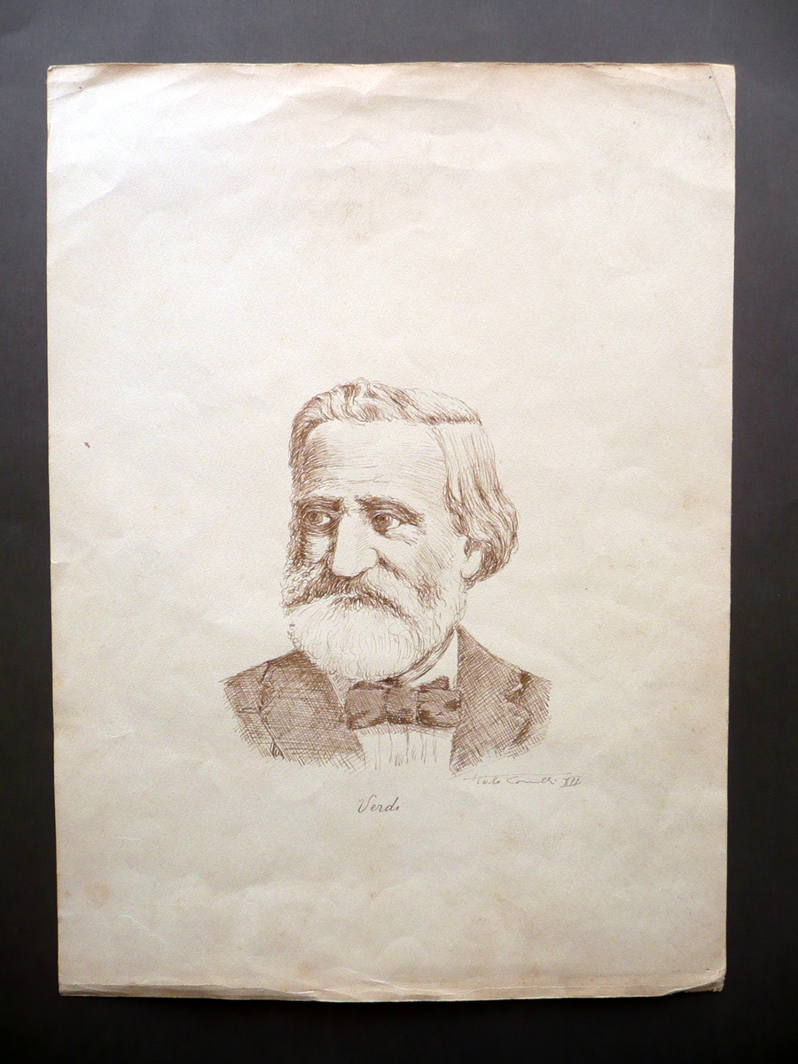 Verdi Ritratto Disegno China Italo Comelli(?) Anno XII 1934