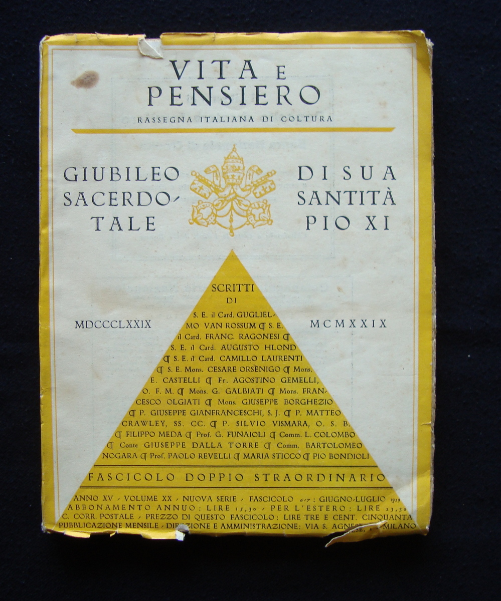 Vita e Pensiero Anno XV fascicolo doppio Giugno Luglio 1929 …