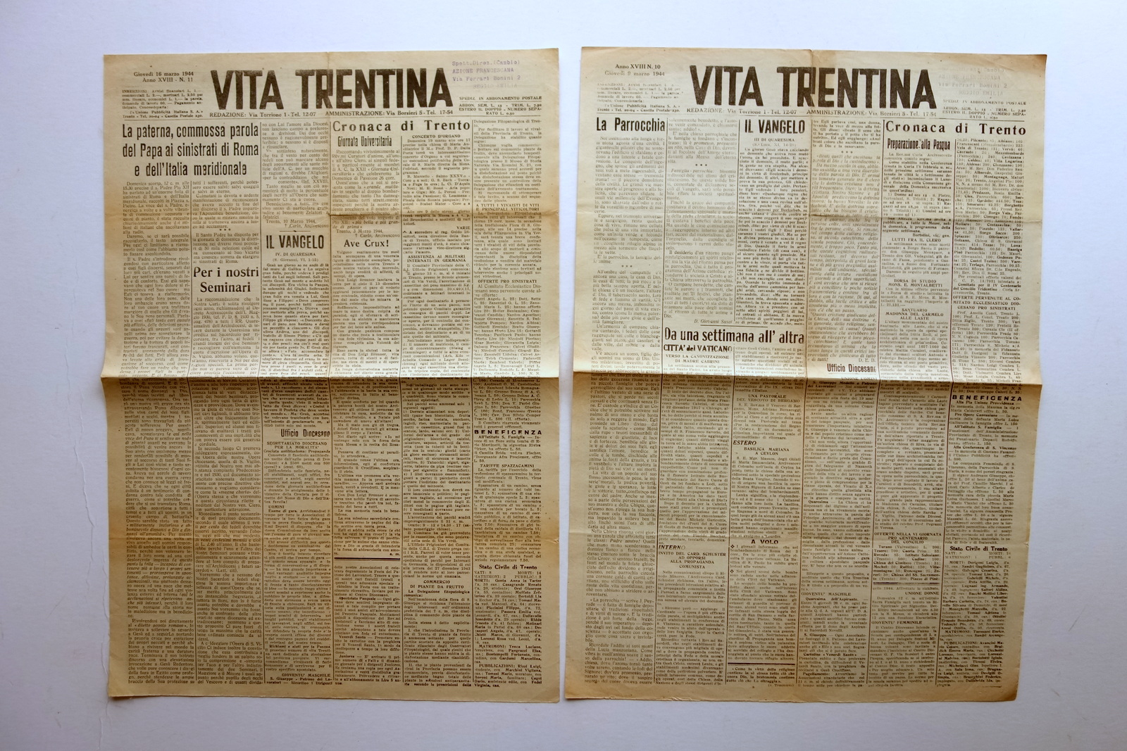 Vita Trentina Anno XVIII 2 Numeri 10 e 11 1944 …