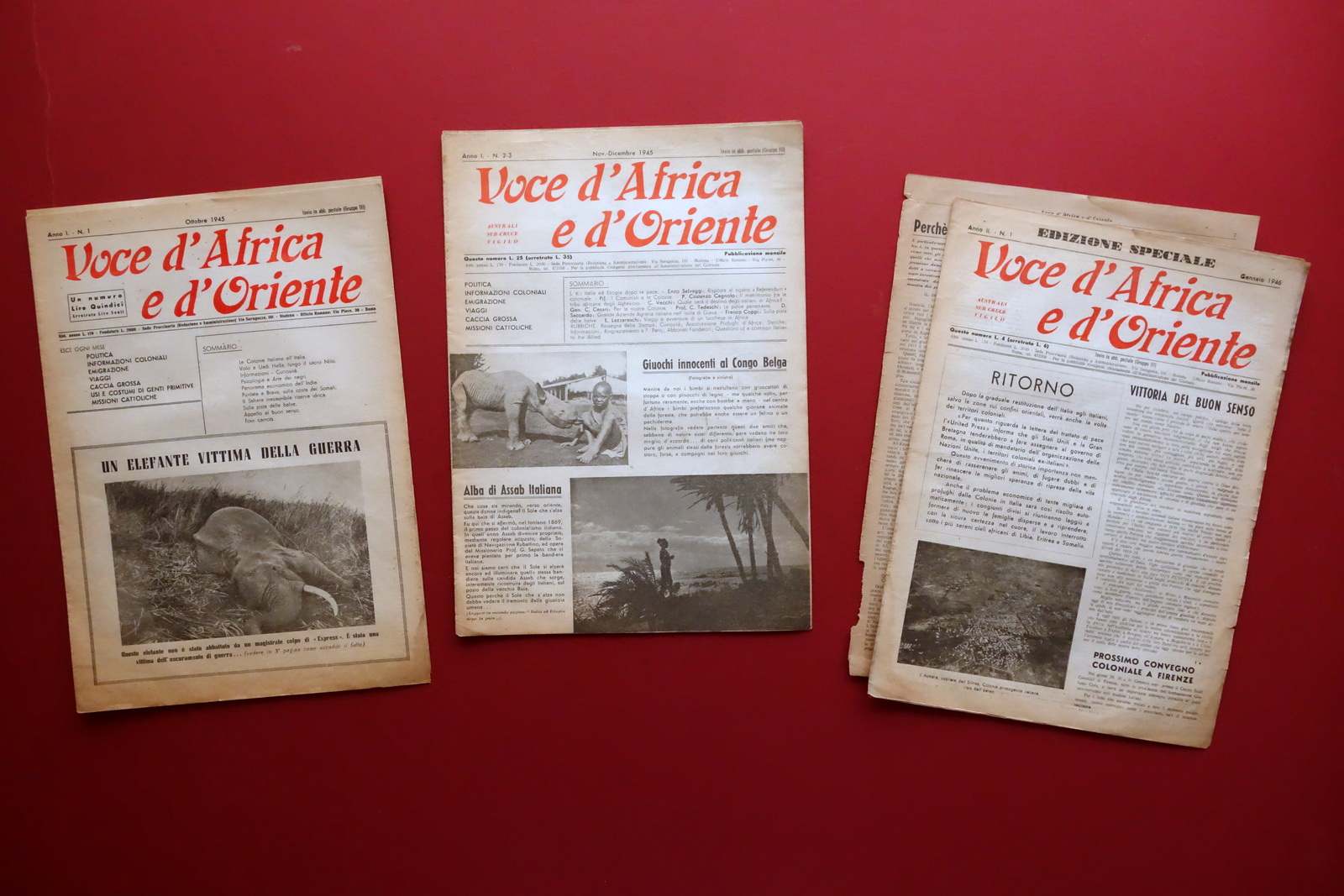 Voce d'Africa e d'Oriente 3 Numeri Anno I Numeri 1-2-3 …