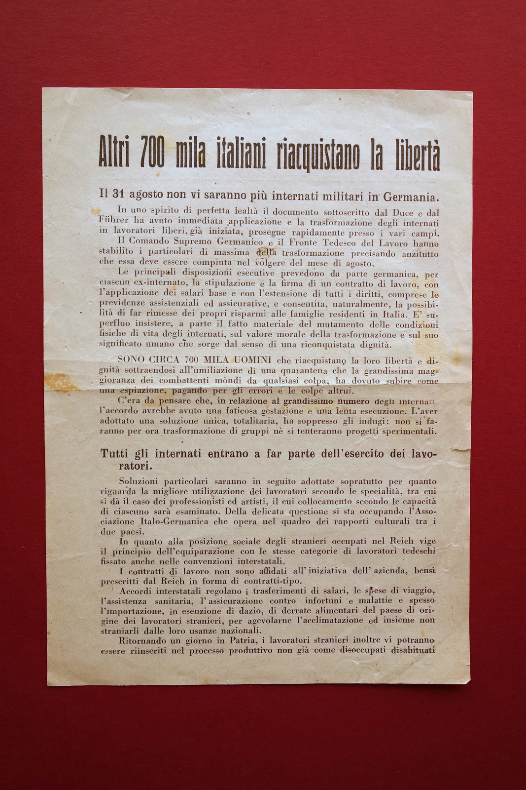 Volantino RSI PNF Altri 700 Mila Riacquistano la Libert‡ Internati …