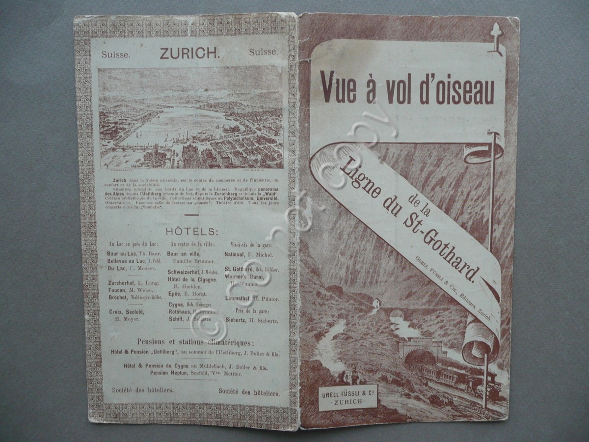 Vue a Vol d'Oiseau Ligne du St.Gothard Fussli Zurich Pieghevole …