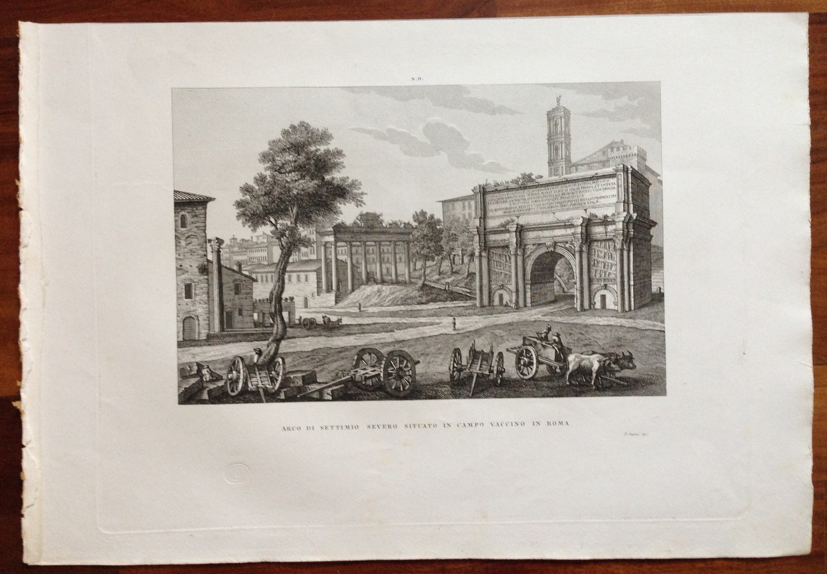 Zuccagni Orlandini Acquaforte Originale 1840 Atlante Arco Settimio Campo Roma