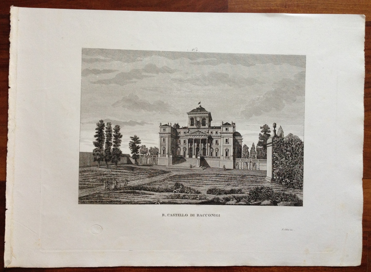 Zuccagni Orlandini Acquaforte Originale 1840 Atlante Castello Racconigi
