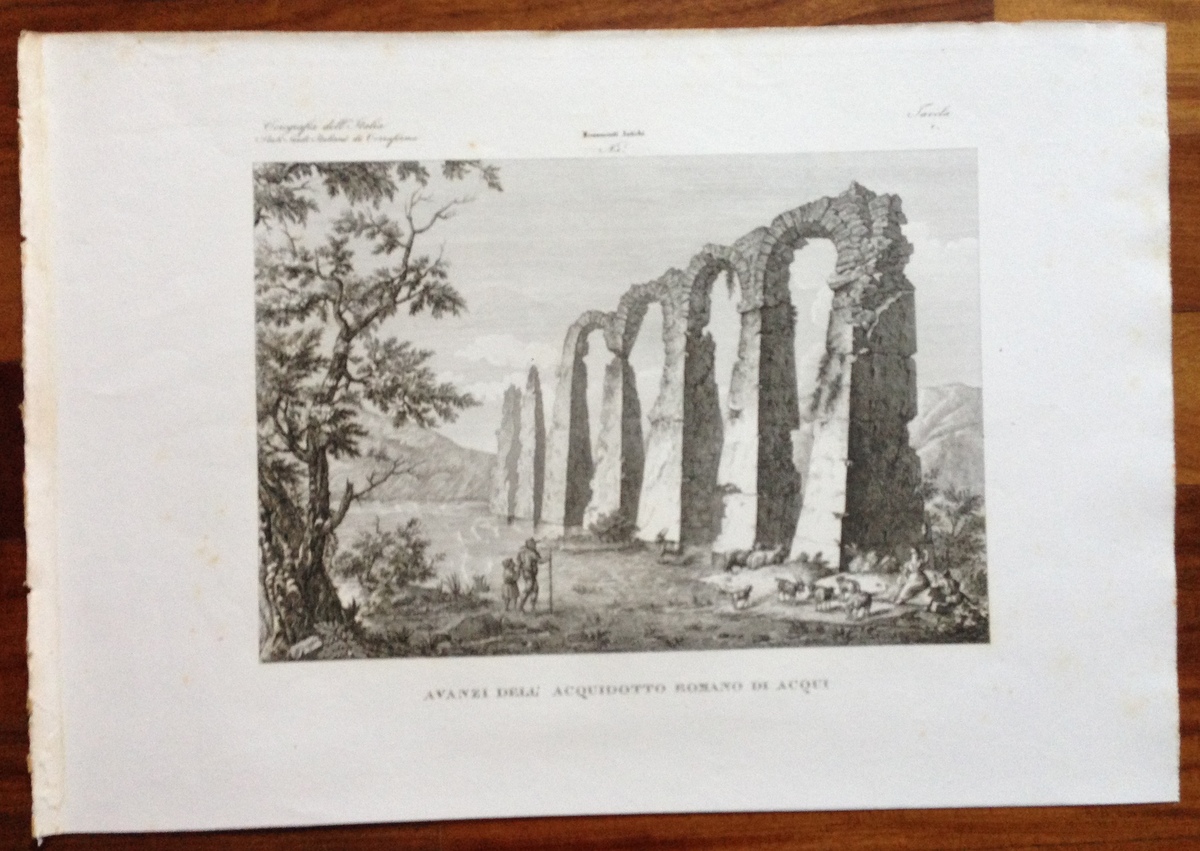Zuccagni Orlandini Acquaforte Originale 1840 Atlante Geografico Acqui Acquedotto