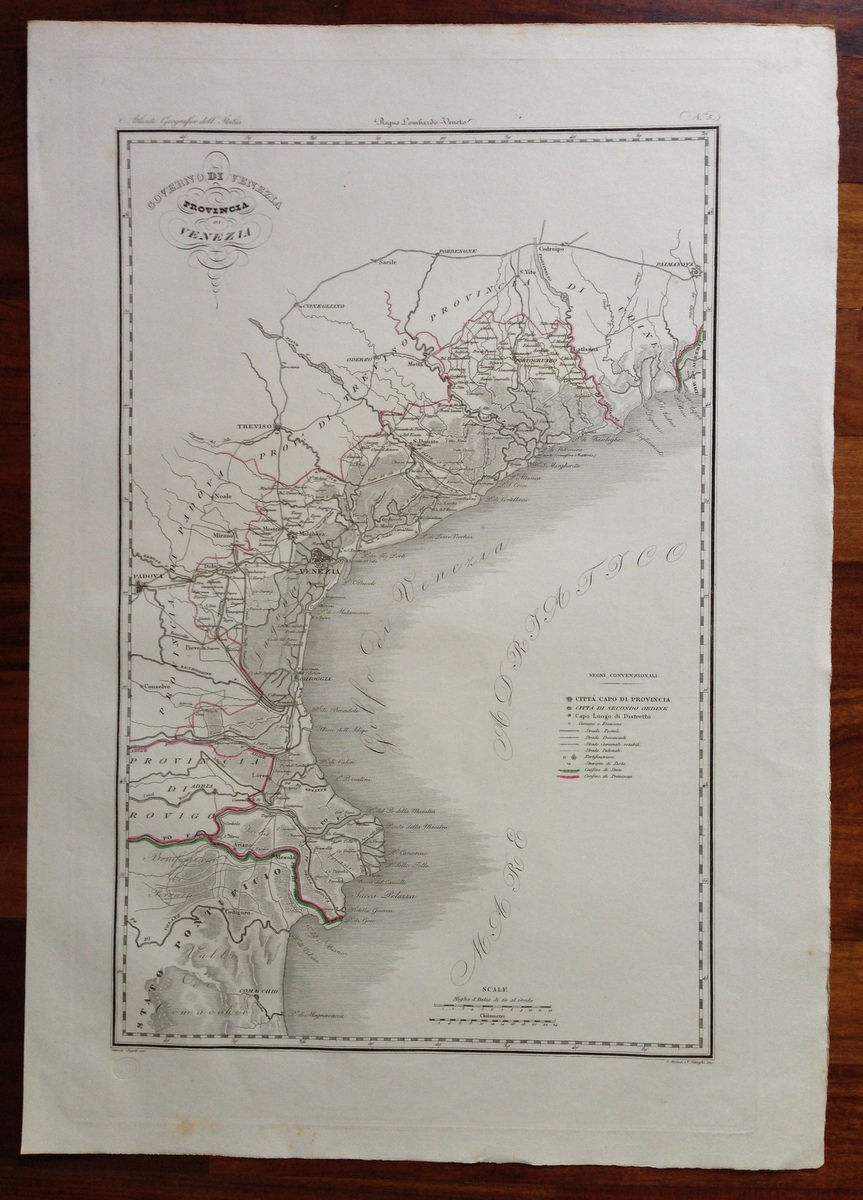 Zuccagni Orlandini Acquaforte Originale 1840 Atlante Geografico Pianta Venezia
