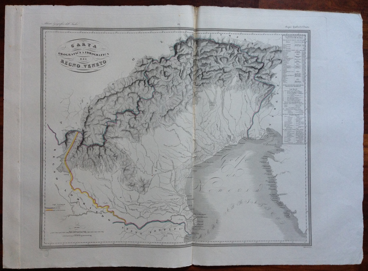 Zuccagni Orlandini Acquaforte Originale 1840 Atlante Geografico Regno Veneto