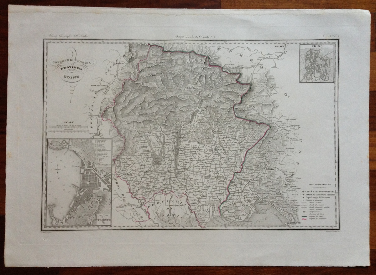 Zuccagni Orlandini Acquaforte Originale 1840 Atlante Geografico Udine