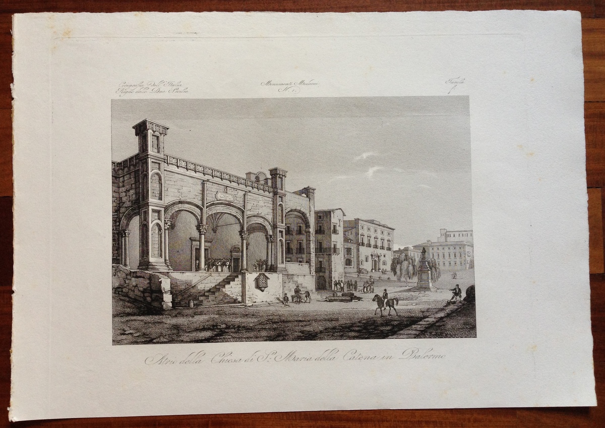 Zuccagni Orlandini Acquaforte Originale 1840 Atlante S Maria Catena Palermo