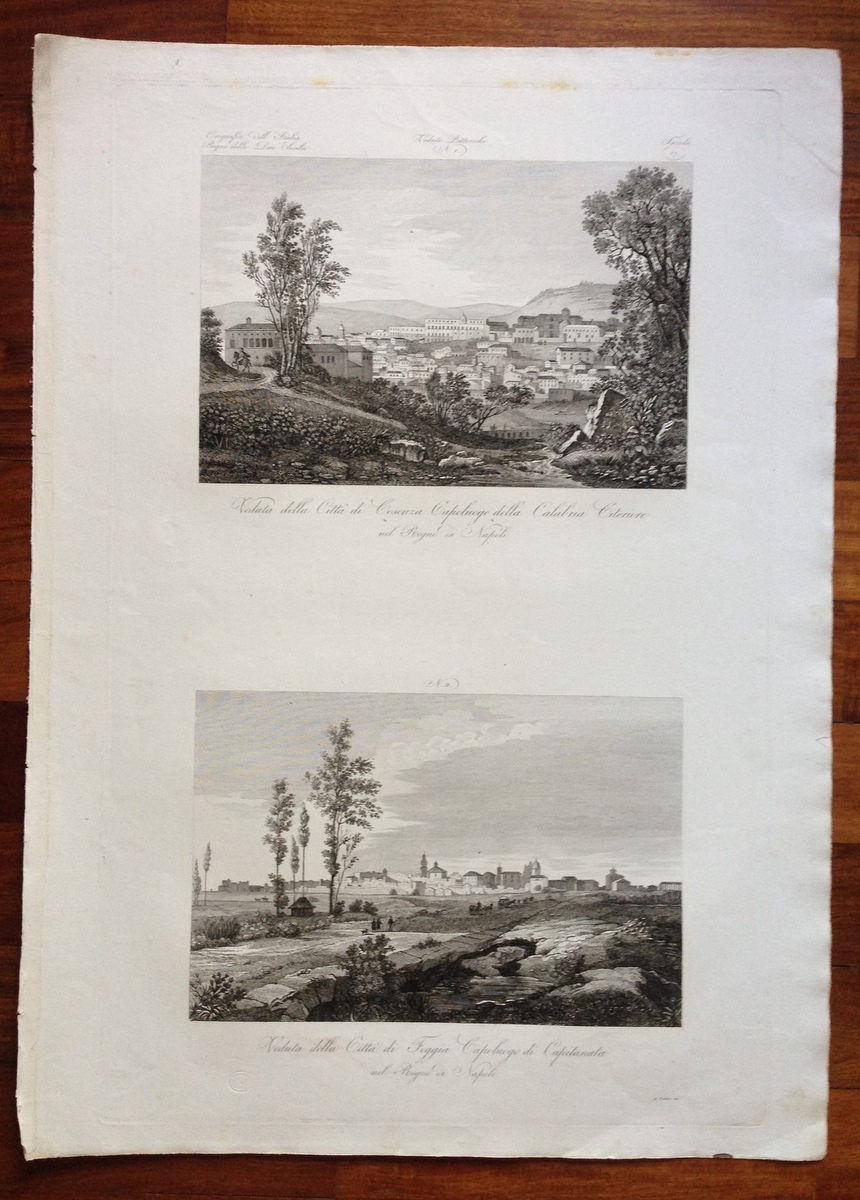 Zuccagni Orlandini Acquaforte Originale 1840 Atlante Veduta Cosenza Foggia 2 …