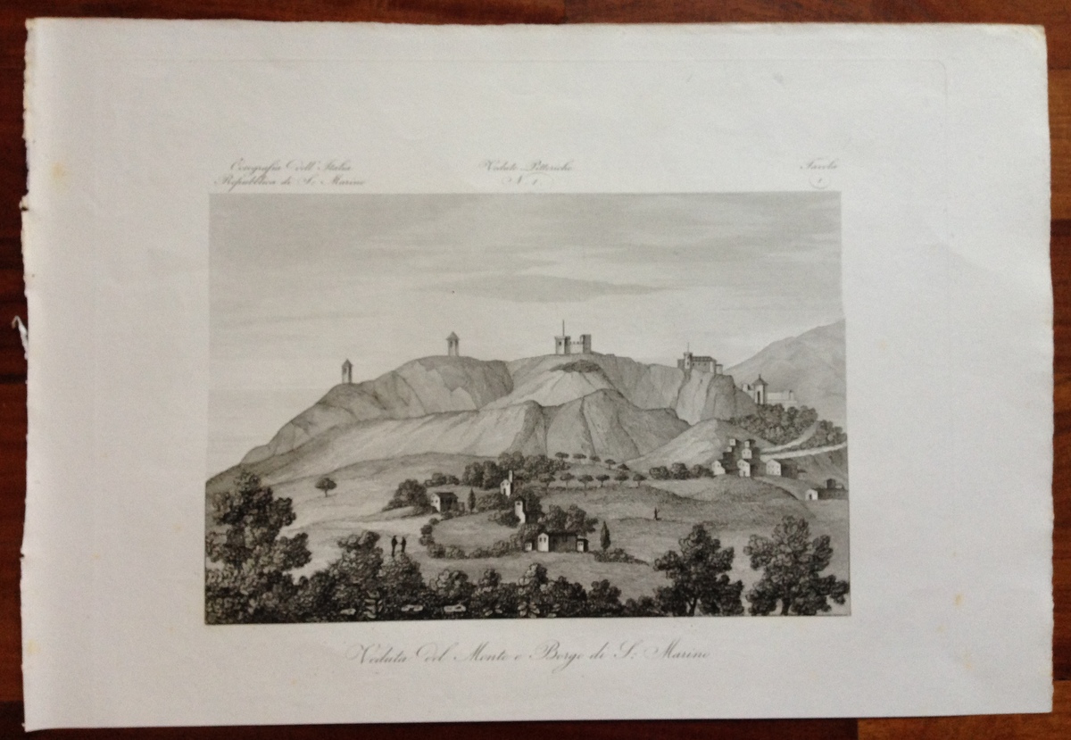 Zuccagni Orlandini Acquaforte Originale 1840 Atlante Veduta Monte Borgo S …