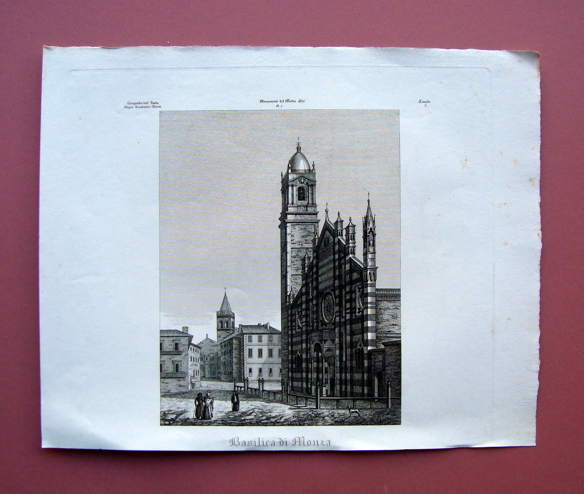 Zuccagni Orlandini Basilica di Monza 1844 acquaforte