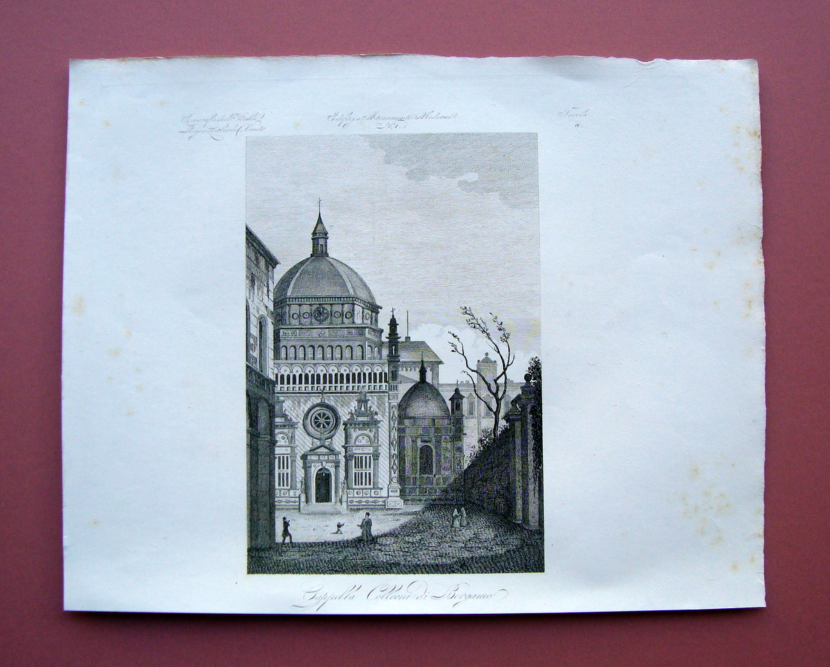 Zuccagni Orlandini Cappella Colleoni di Bergamo 1844 acquaforte